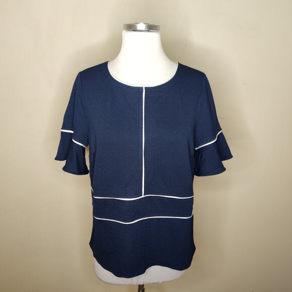 Banana Republic Navy Top Short Flared Sleeve Stretch - Picture 1 of 6